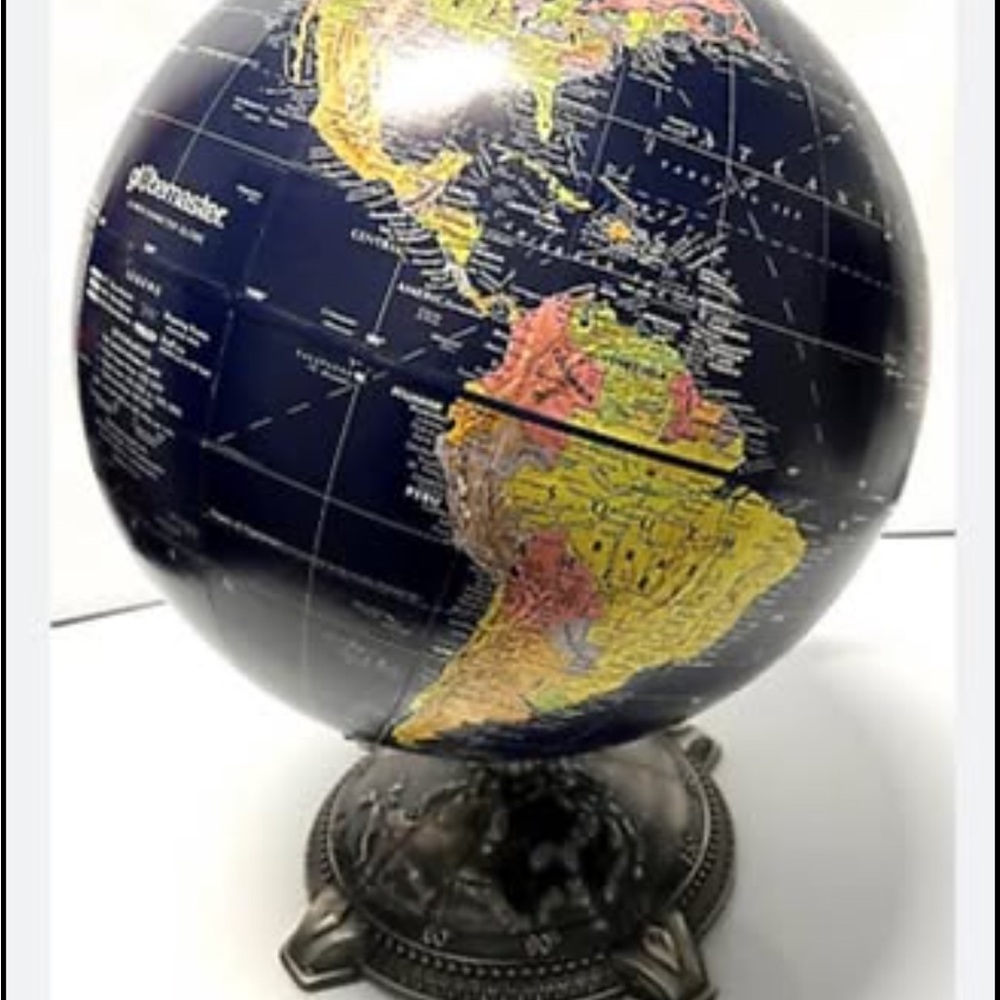 VINTAGE Replogle Blue Globe with Bronze Base